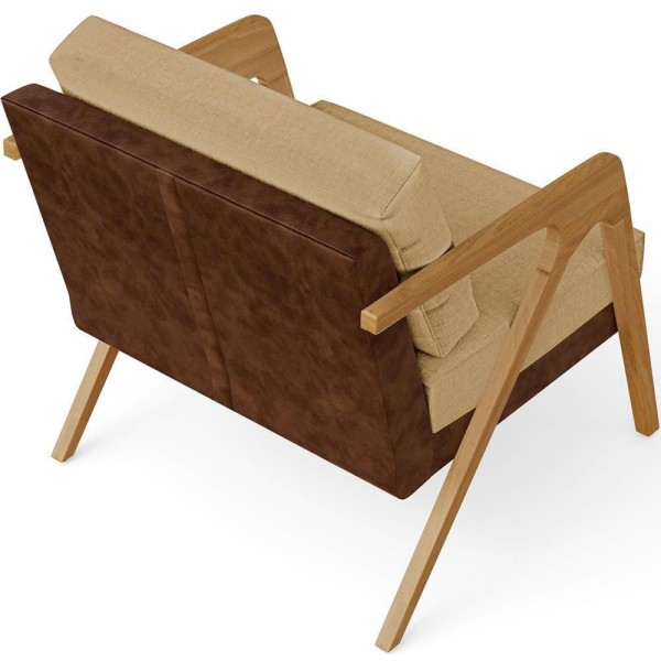 Encontraproduto.com.br - Poltrona Para Sala De Estar Pietra Marrom Linho Bege Escuro
