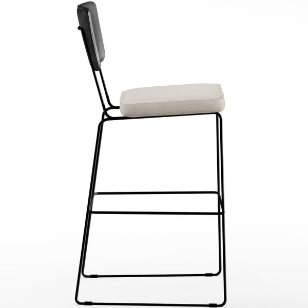 Encontraproduto.com.br - Kit 02 Banquetas Altas Preto Linho Cru