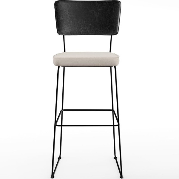 Encontraproduto.com.br - Kit 02 Banquetas Altas Preto Linho Cru