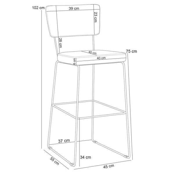 Encontraproduto.com.br - Kit 02 Banquetas Altas Preto Linho Cru