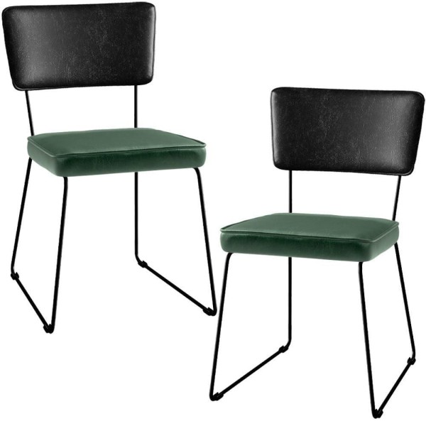 Kit 02 Cadeiras L02 Couríssimo Preto Facto Verde Musgo