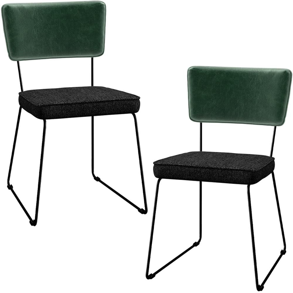 Encontraproduto.com.br - Kit 02 Cadeiras L02 Facto Verde Musgo Linho Chumbo