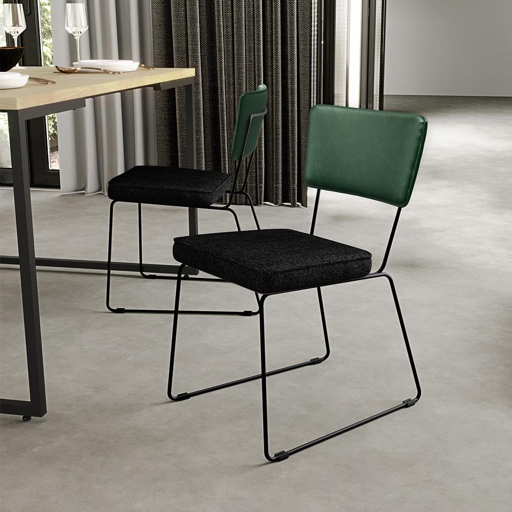 Encontraproduto.com.br - Kit 02 Cadeiras L02 Facto Verde Musgo Linho Chumbo