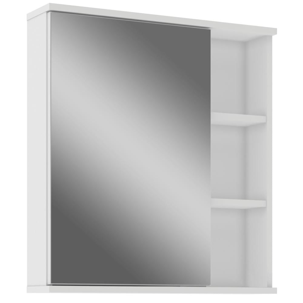 Encontraproduto.com.br - Armário Aéreo Para Banheiro 60cm Com 01 Porta E Espelho Bia B06 Branco - Lyam Decor