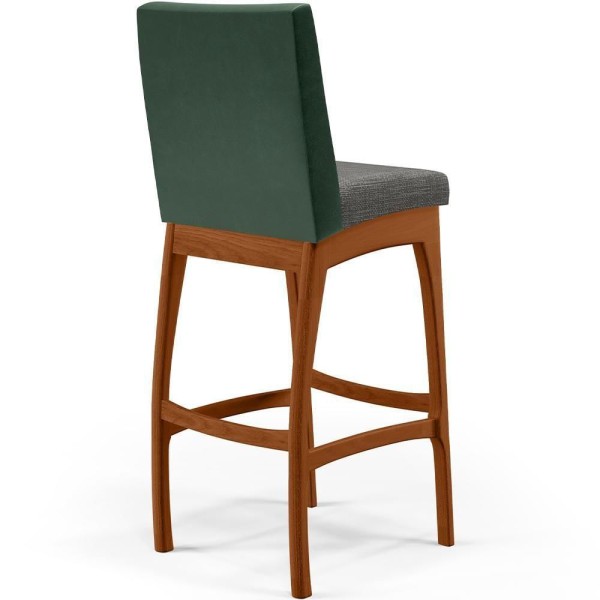 Encontraproduto.com.br - Kit 02 Banquetas Altas B04 Verde Musgo Cinza Escuro