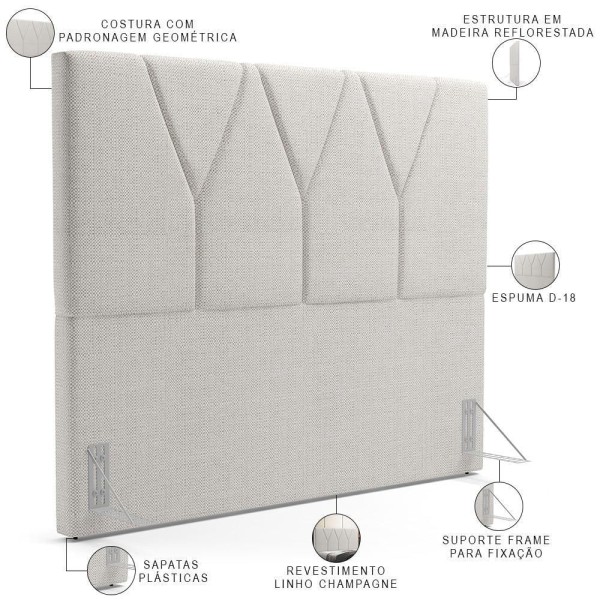 Encontraproduto.com.br - Cabeceira Cama Box Casal 140 Cm Aurora W01 Linho Champagne