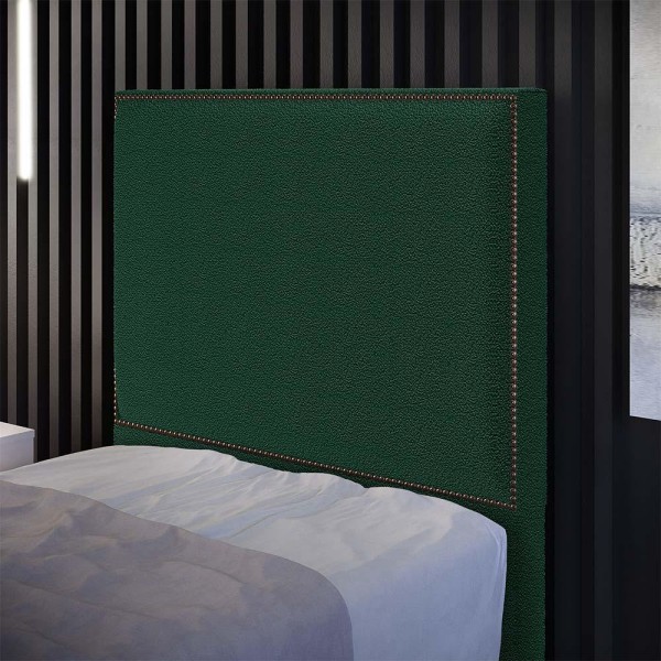 Encontraproduto.com.br - Cabeceira Box Solteiro Com Tachas 100 cm Vicenza L02 Bouclê Verde - Lyam Decor