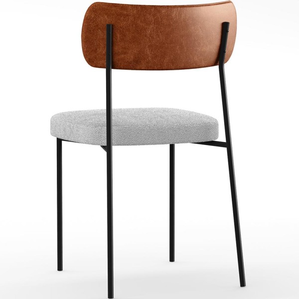 Encontraproduto.com.br - Kit 02 Cadeiras Estofadas Para Sala De Jantar Melina L02 Couríssimo Camel Bouclê Cinza - Lyam Decor