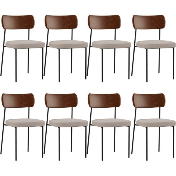 Kit 08 Cadeiras Para Sala De Jantar Melina L02 Marrom Bege