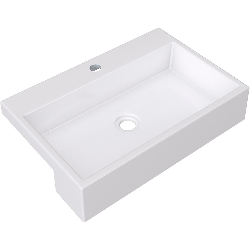 Encontraproduto.com.br - Kit 02 Cubas de Semi Encaixe Retangular Para Banheiro Lavabo XRT55 C01 Branco - Lyam Decor