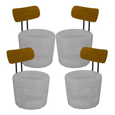 Encontraproduto.com.br - Kit 04 Poltronas Base Fixa Luara M03 Veludo Cinza