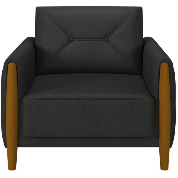 Encontraproduto.com.br - Poltrona Pés De Madeira Fixa Berilo M03 Couríssimo Preto