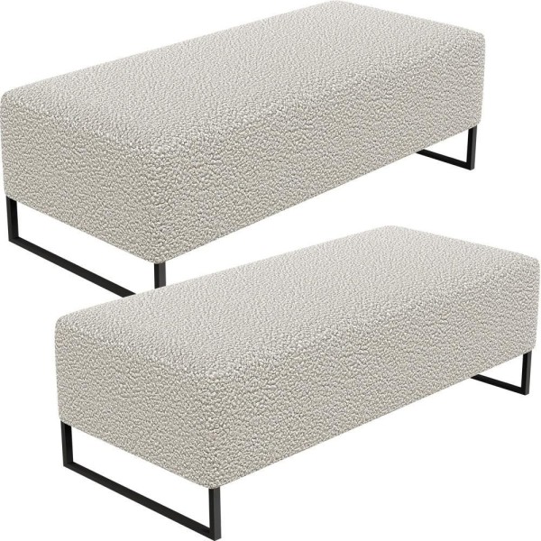 Kit 02 Puffs Decorativo Bali W01 120X50cm Bouclê Creme
