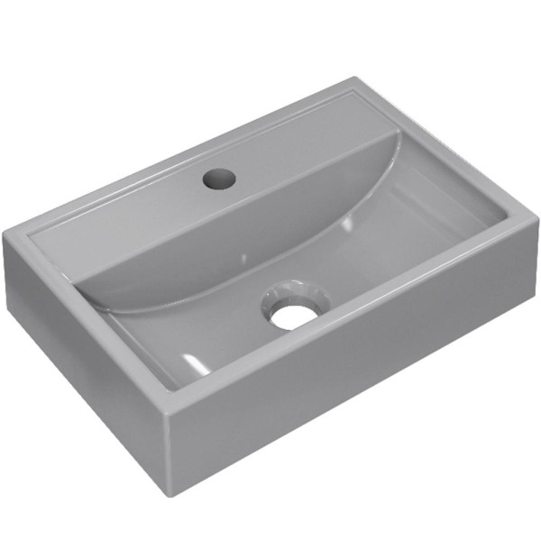 Encontraproduto.com.br - Cuba de Apoio Retangular Para Banheiro Lavabo C01 Q450 Cinza - Lyam Decor