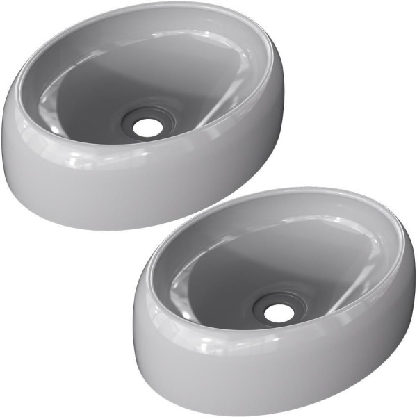 Encontraproduto.com.br - Kit 02 Cubas De Apoio Banheiro Lavabo C01 O39 Cinza