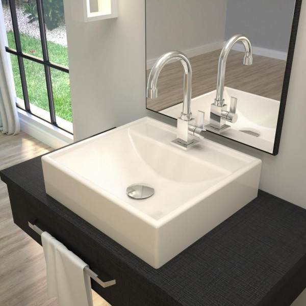 Encontraproduto.com.br - Kit 02 Cubas De Apoio Quadrada Banheiro Lavabo C01 Q39W Bege