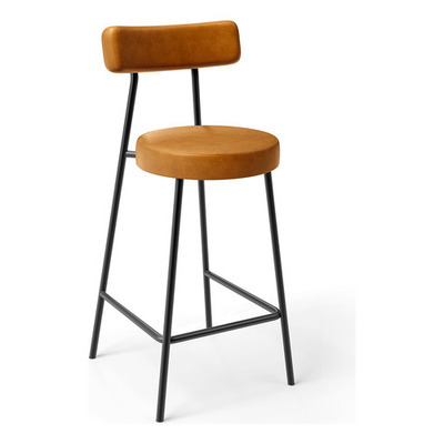 Banqueta Baixa Para Cozinha Sala De Jantar Bar Bancada Milão L02 Couríssimo Whisky - Lyam Decor