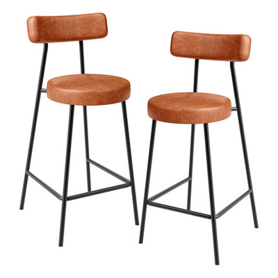 Kit 02 Banquetas Baixa Para Cozinha Sala De Jantar Bancada Milão L02 Couríssimo Camel