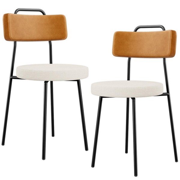 Kit 02 Cadeiras Para Cozinha Sala De Jantar Barcelona L02 Couríssimo Whisky Linho Bege - Lyam Decor