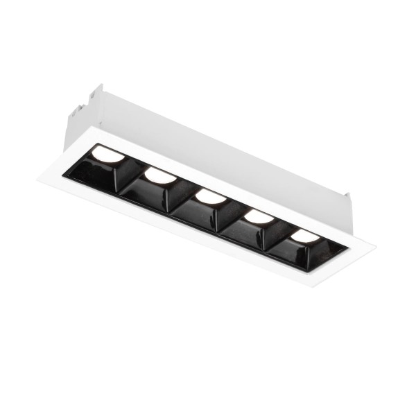Encontraproduto.com.br - Luminária de Embutir Retangular 10W 5 Leds 3000K Luz Amarela Bivolt Branca/Preta Ay188052 Pandora Ayla