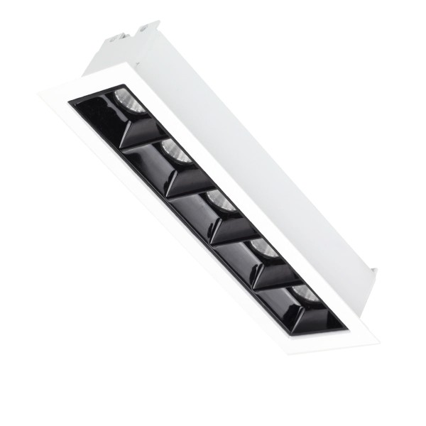 Encontraproduto.com.br - Luminária de Embutir Retangular 10W 5 Leds 3000K Luz Amarela Bivolt Branca/Preta Ay188052 Pandora Ayla