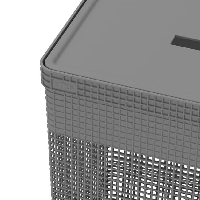 Encontraproduto.com.br - Cesto de Roupas com Tampa Grid 49 Litros Chumbo