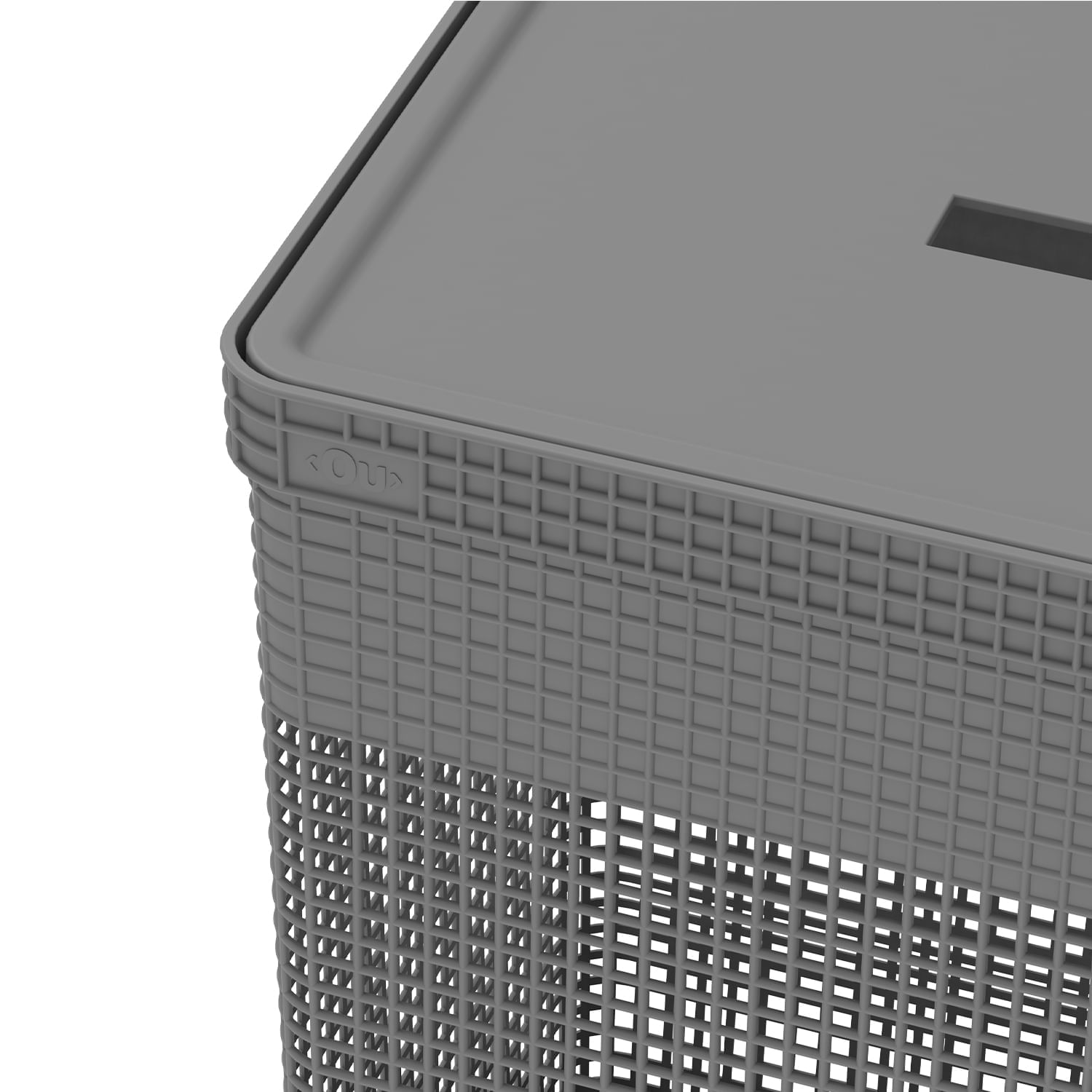Encontraproduto.com.br - Cesto de Roupas com Tampa Grid 49 Litros Chumbo