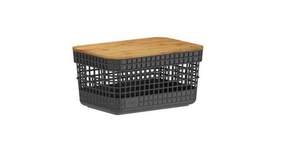 Encontraproduto.com.br - Cesto Grid Ou com Tampa De Bambu 2,5 Litros Fechado CG 155 PTF