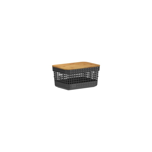 Encontraproduto.com.br - Cesto Grid Ou com Tampa De Bambu 2,5 Litros Fechado CG 155 PTF