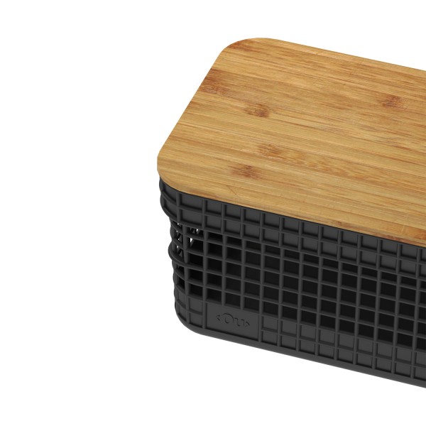 Encontraproduto.com.br - Cesto Grid Ou com Tampa De Bambu 2,5 Litros Fechado CG 155 PTF