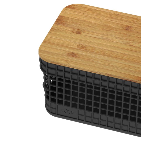Encontraproduto.com.br - Cesto Grid Ou com Tampa De Bambu 2,5 Litros Fechado CG 155 PTF