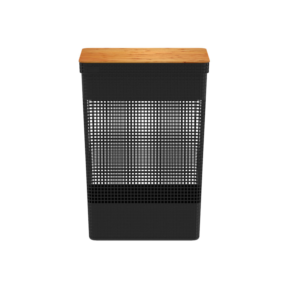Encontraproduto.com.br - Cesto de Roupas Ou Grid com Tampa Bambu 49 Litros Fechado CG 455 PTF
