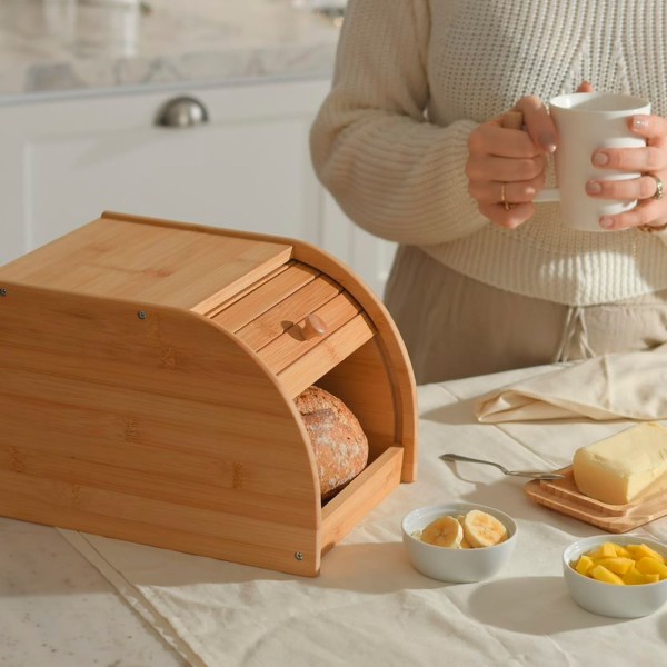 Encontraproduto.com.br - Porta Pão Sense com Abertura Frontal P Bambu Martiplast