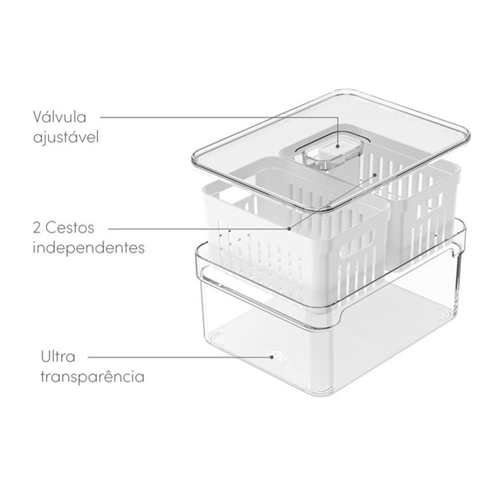 Encontraproduto.com.br - Organizador Ou Clear Com 2 Cestos OF650NT