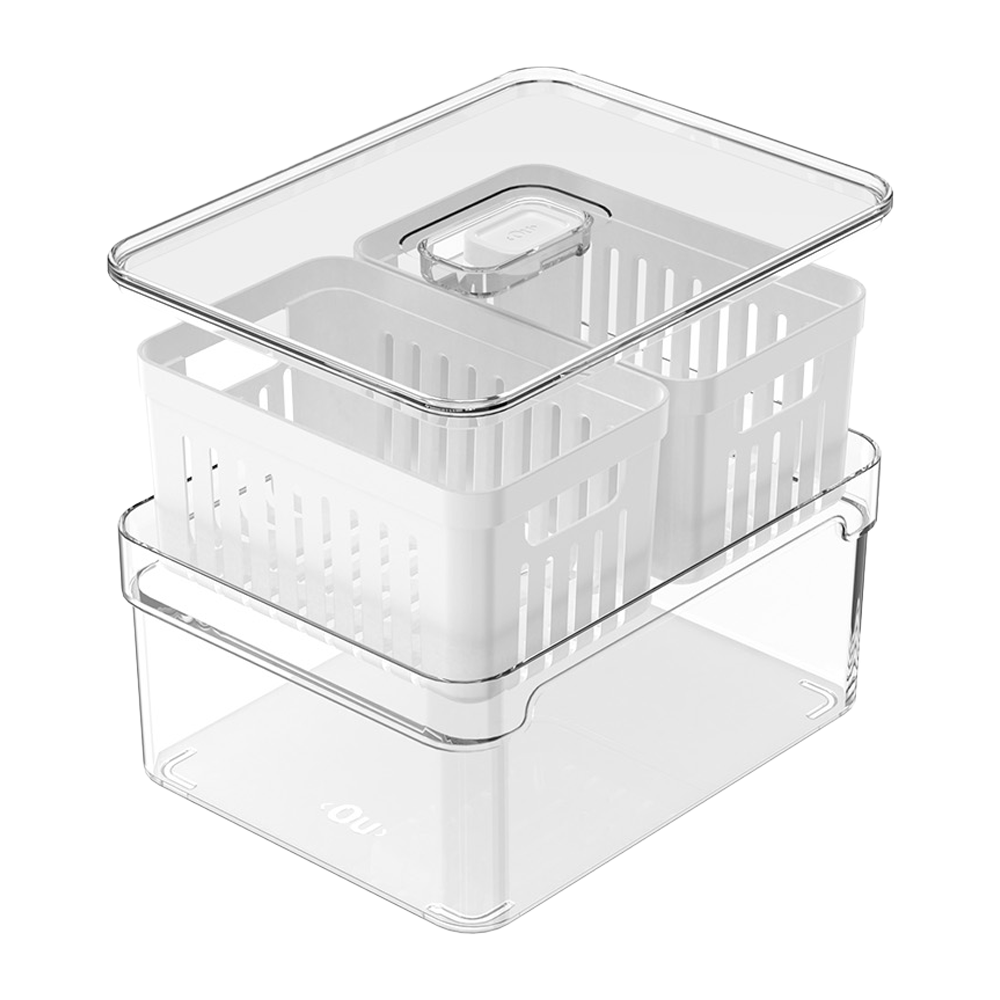 Encontraproduto.com.br - Organizador Ou Clear Com 2 Cestos OF650NT