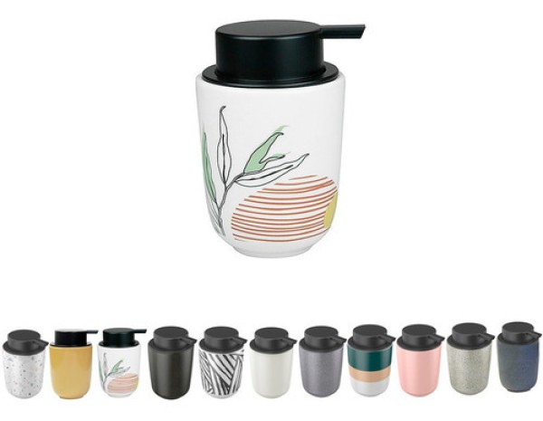 Dispenser Porta Sabonete Liquido Cerâmica Osaka Preto Marmorizado 250ml