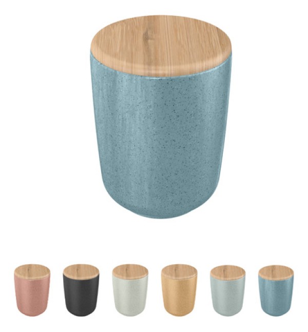 Encontraproduto.com.br - Porta Algodão e Cotonete com Tampa de Bambu Osaka