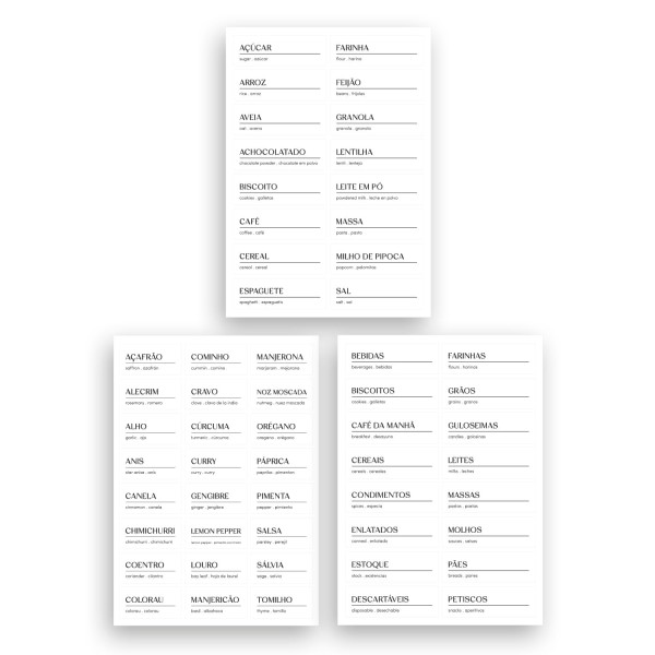 Encontraproduto.com.br - Conjunto de Etiquetas Adesivas para Temperos,Mantimentos e Despensa 3 Peças