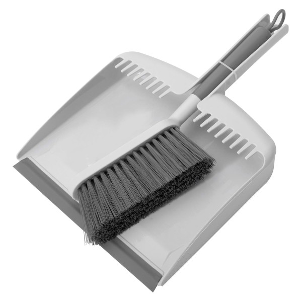 Encontraproduto.com.br - Pá De Lixo Com Escova De Limpeza Flow Bege Ou Gancho Para Pendurar Hastes Limpar