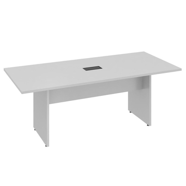 Encontraproduto.com.br - Mesa De Reunião Para Escritório Com Caixa Para Tomada Cinza