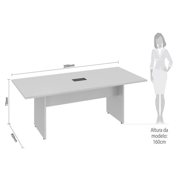 Encontraproduto.com.br - Mesa De Reunião Para Escritório Com Caixa Para Tomada Cinza