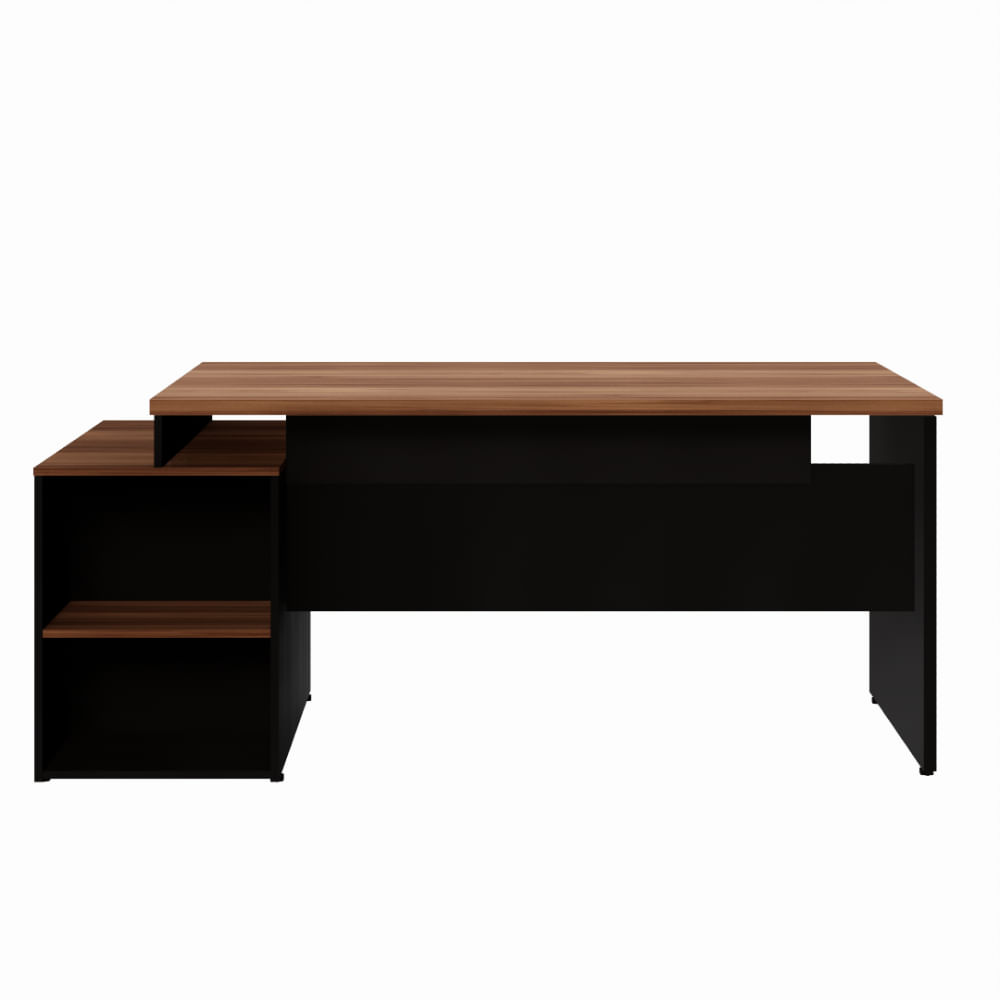 Encontraproduto.com.br - Mesa para Escritório 2 Gavetas com Chave Yaris YAR1565 Office 150x65cm Marrom/Preto