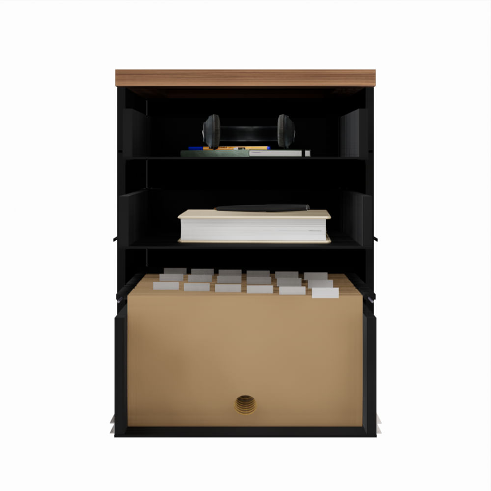 Encontraproduto.com.br - Gaveteiro para Escritório 3 Gavetas com Chave e Rodízios Yaris YAR4640 Office Marrom/Preto