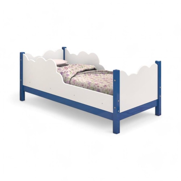 Encontraproduto.com.br - Cama Juvenil Em Nuvem Cristal Branca E Azul Com Colchão