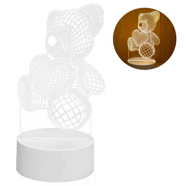 Encontraproduto.com.br - Luminária Ursinho 3D 20x11cm em Plástico Top Útil