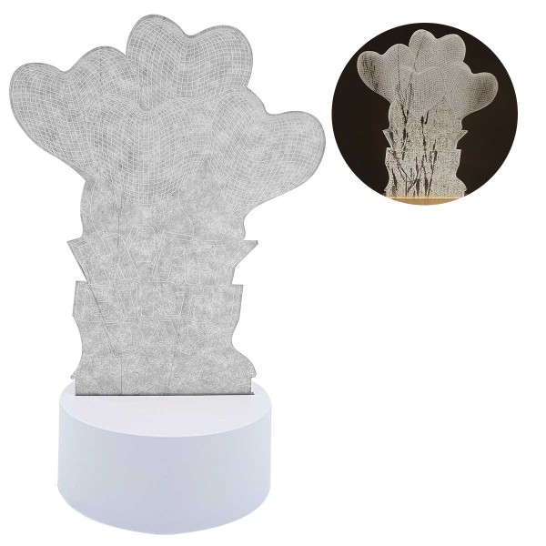 Luminária Corações 3D 19,7x13,5cm em Plástico Top Útil