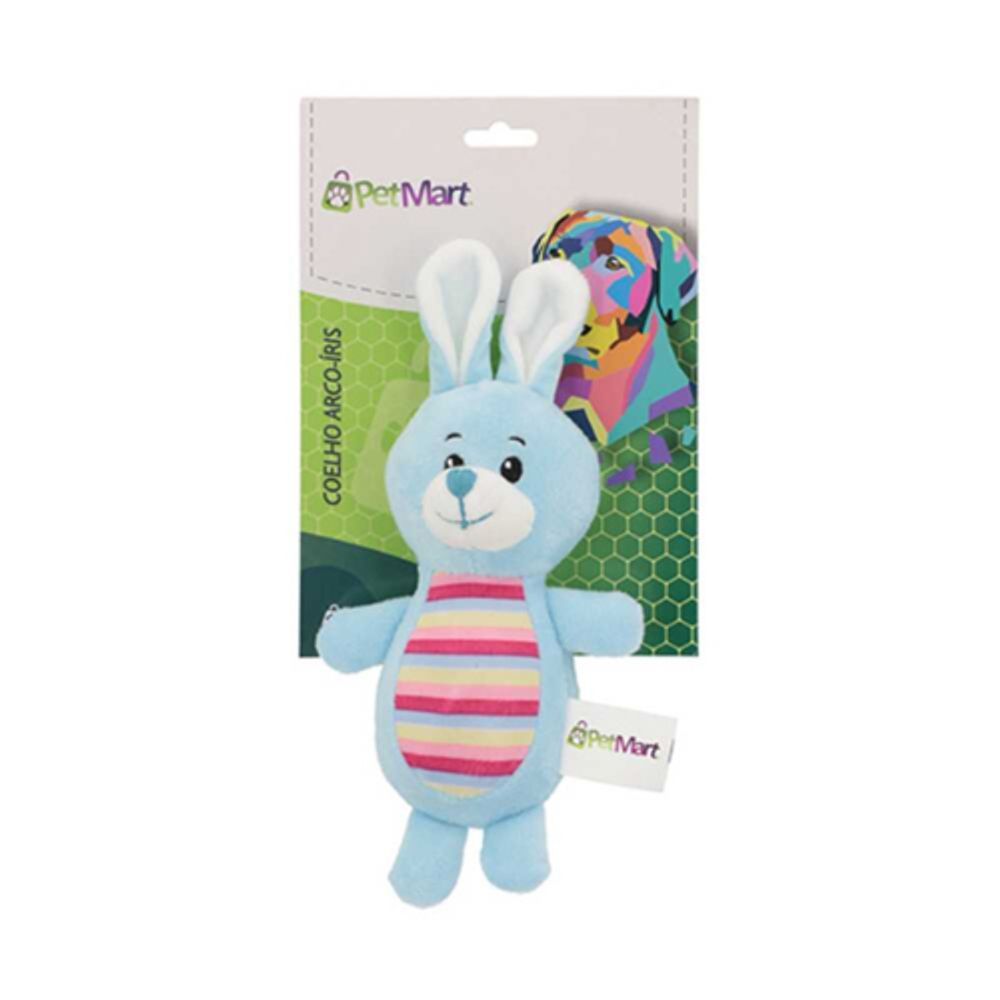 Brinquedo Pet Coelho De Pelúcia Arco Iris 19cm Tudo Em Caixa