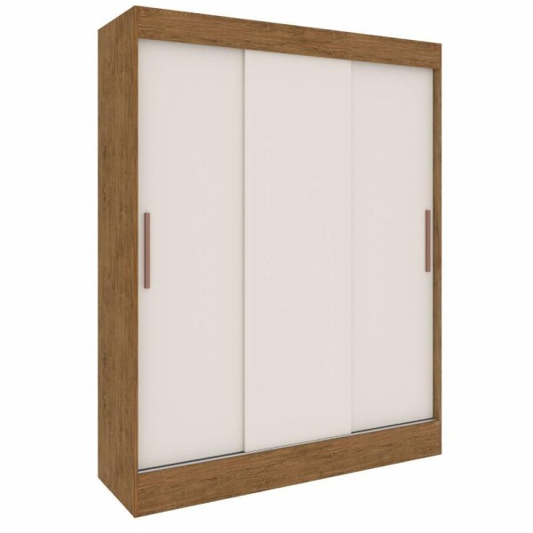 Guarda Roupa Marselha 3 Portas De Correr 2 Gavetas Off White/nogueira - Doripel