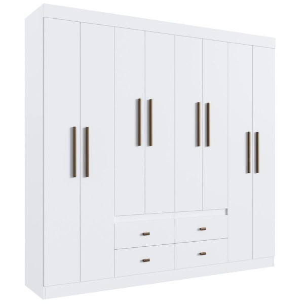 Guarda Roupa Casal Mdp 08 Portas 04 Gavetas Las Vegas Cor: Branco
