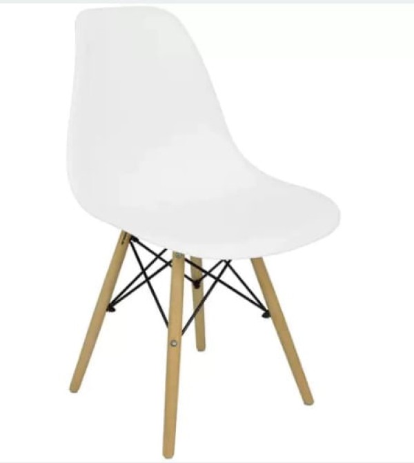 Encontraproduto.com.br - Cadeira Aurora com Pés de Madeira Branca - DORIPEL